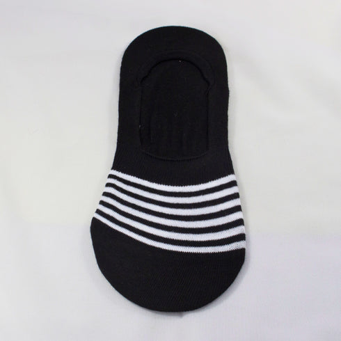 Striped Liner No Show Invisible Socks Black